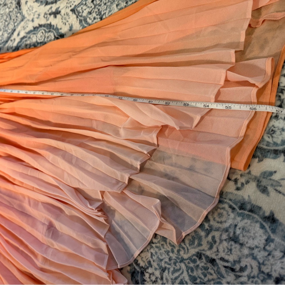 White House Black Market Red to Peach Ombre Halter High-Low Dress - Picture 8 of 9